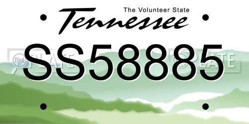 SS58885 Tennessee License Plate
