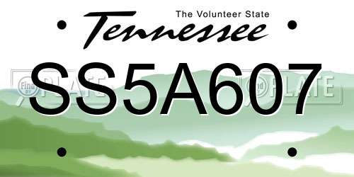 SS5A607 Tennessee License Plate