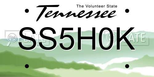 SS5H0K Tennessee License Plate