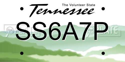 SS6A7P Tennessee License Plate