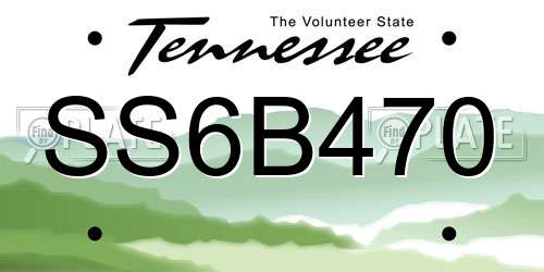 SS6B470 Tennessee License Plate