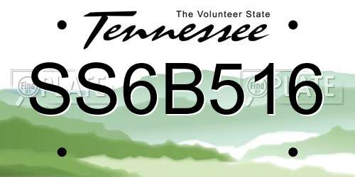 SS6B516 Tennessee License Plate