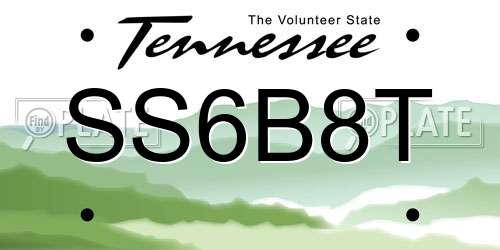 SS6B8T Tennessee License Plate