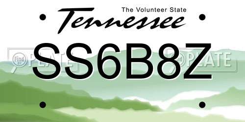 SS6B8Z Tennessee License Plate