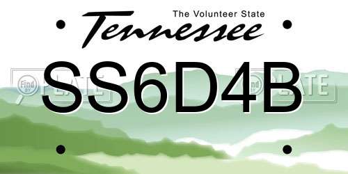 SS6D4B Tennessee License Plate