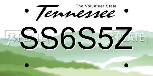 SS6S5Z Tennessee License Plate