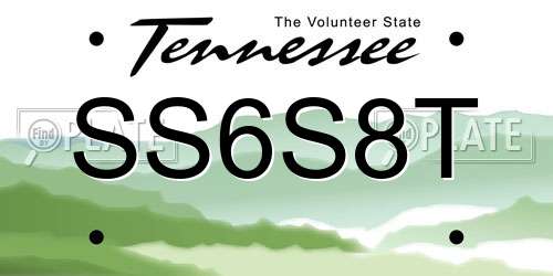 SS6S8T Tennessee License Plate