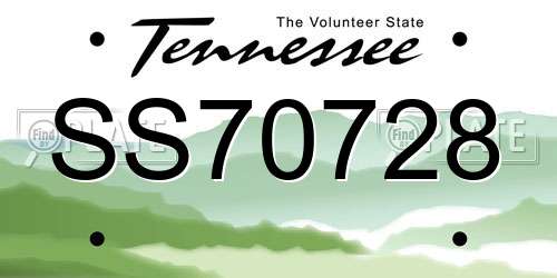 SS70728 Tennessee License Plate