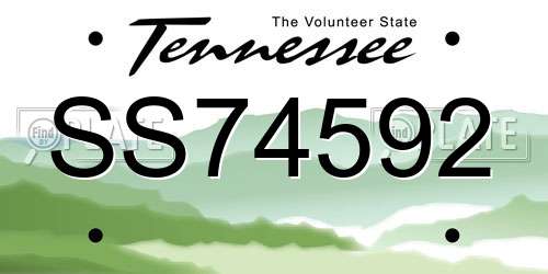 SS74592 Tennessee License Plate
