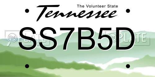 SS7B5D Tennessee License Plate
