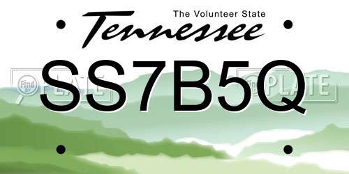 SS7B5Q Tennessee License Plate