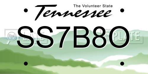 SS7B8O Tennessee License Plate