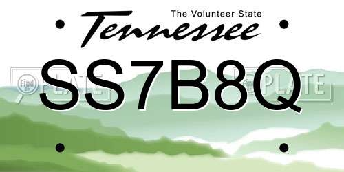 SS7B8Q Tennessee License Plate