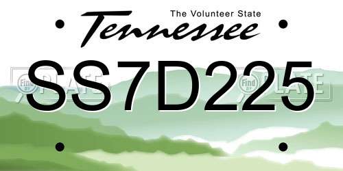 SS7D225 Tennessee License Plate