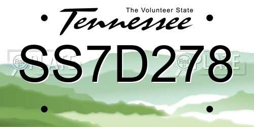 SS7D278 Tennessee License Plate