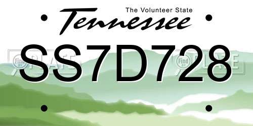 SS7D728 Tennessee License Plate