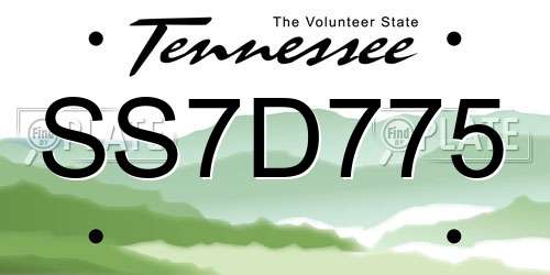 SS7D775 Tennessee License Plate
