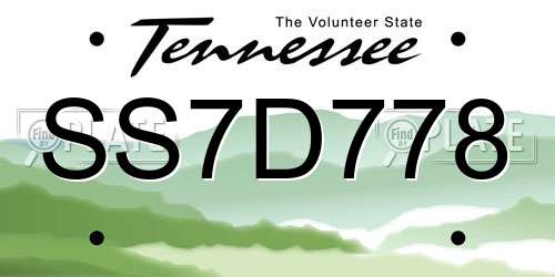 SS7D778 Tennessee License Plate