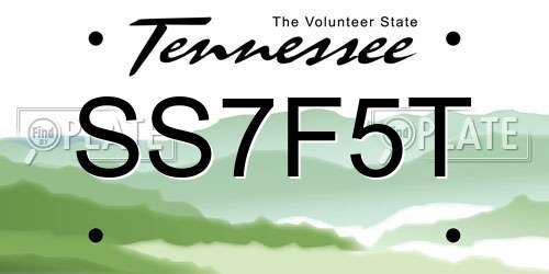 SS7F5T Tennessee License Plate