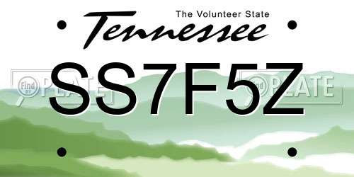 SS7F5Z Tennessee License Plate
