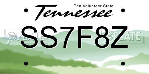 SS7F8Z Tennessee License Plate
