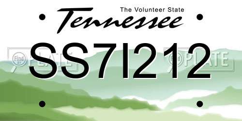 SS7I212 Tennessee License Plate