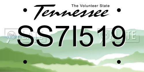 SS7I519 Tennessee License Plate
