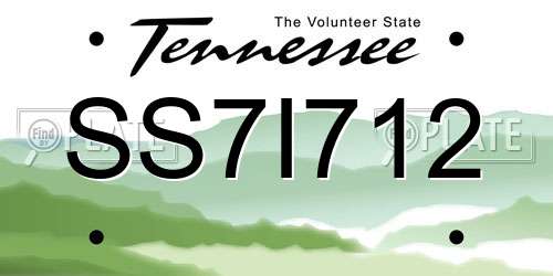 SS7I712 Tennessee License Plate