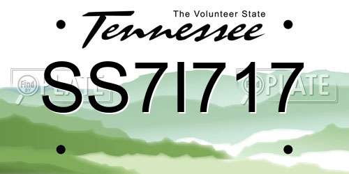 SS7I717 Tennessee License Plate
