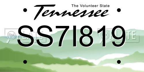SS7I819 Tennessee License Plate