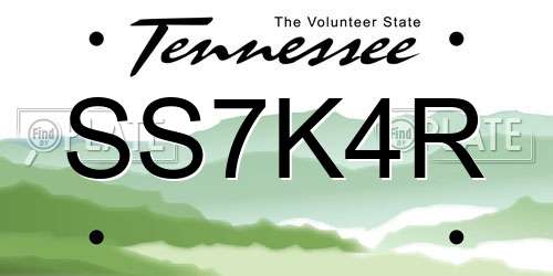 SS7K4R Tennessee License Plate