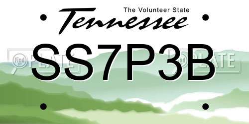 SS7P3B Tennessee License Plate