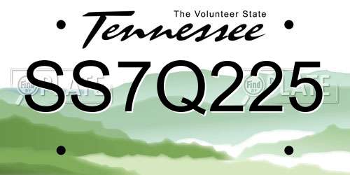 SS7Q225 Tennessee License Plate