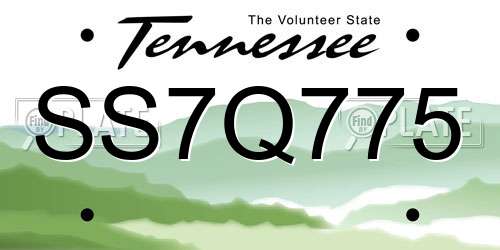 SS7Q775 Tennessee License Plate