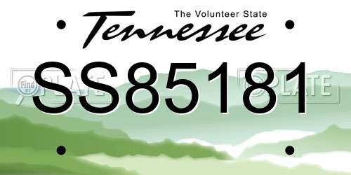 SS85181 Tennessee License Plate