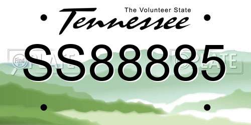 SS88885 Tennessee License Plate