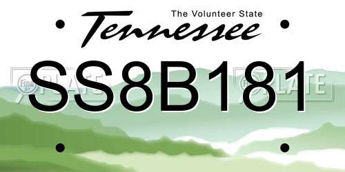 SS8B181 Tennessee License Plate
