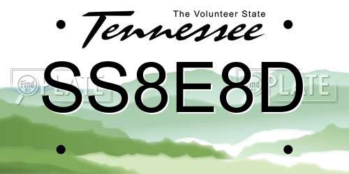 SS8E8D Tennessee License Plate