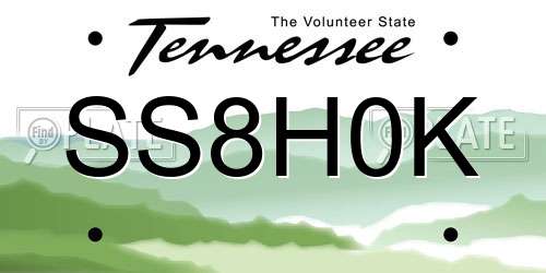 SS8H0K Tennessee License Plate