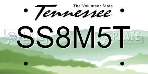 SS8M5T Tennessee License Plate