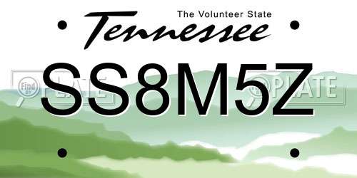 SS8M5Z Tennessee License Plate