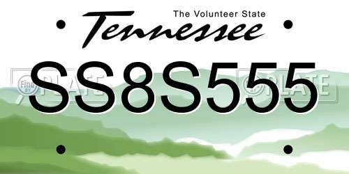 SS8S555 Tennessee License Plate