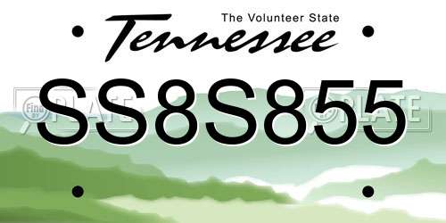 SS8S855 Tennessee License Plate