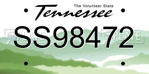 SS98472 Tennessee License Plate