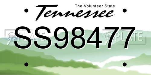 SS98477 Tennessee License Plate
