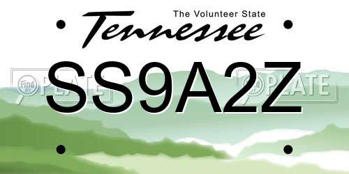 SS9A2Z Tennessee License Plate