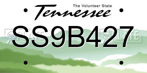 SS9B427 Tennessee License Plate