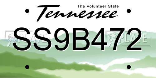 SS9B472 Tennessee License Plate