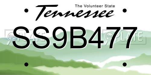 SS9B477 Tennessee License Plate