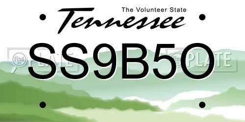 SS9B5O Tennessee License Plate